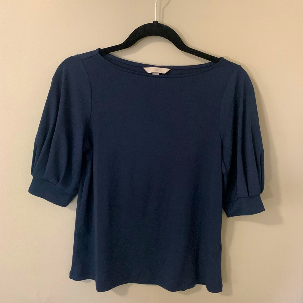 Blue shirt sleeve blouse